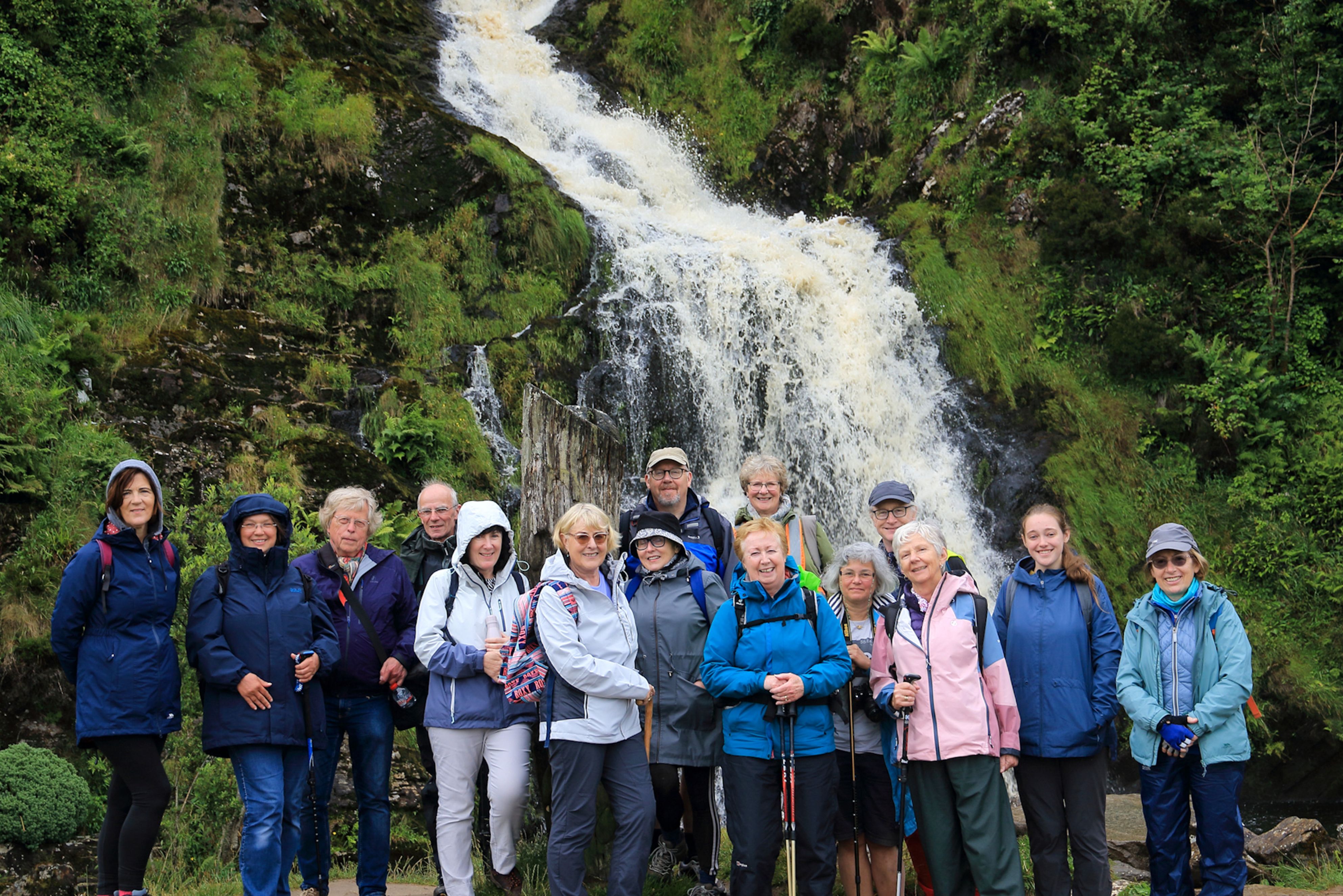 Participants on the environmental course at Eas an Fhrancáin waterfall, Ard an Rátha