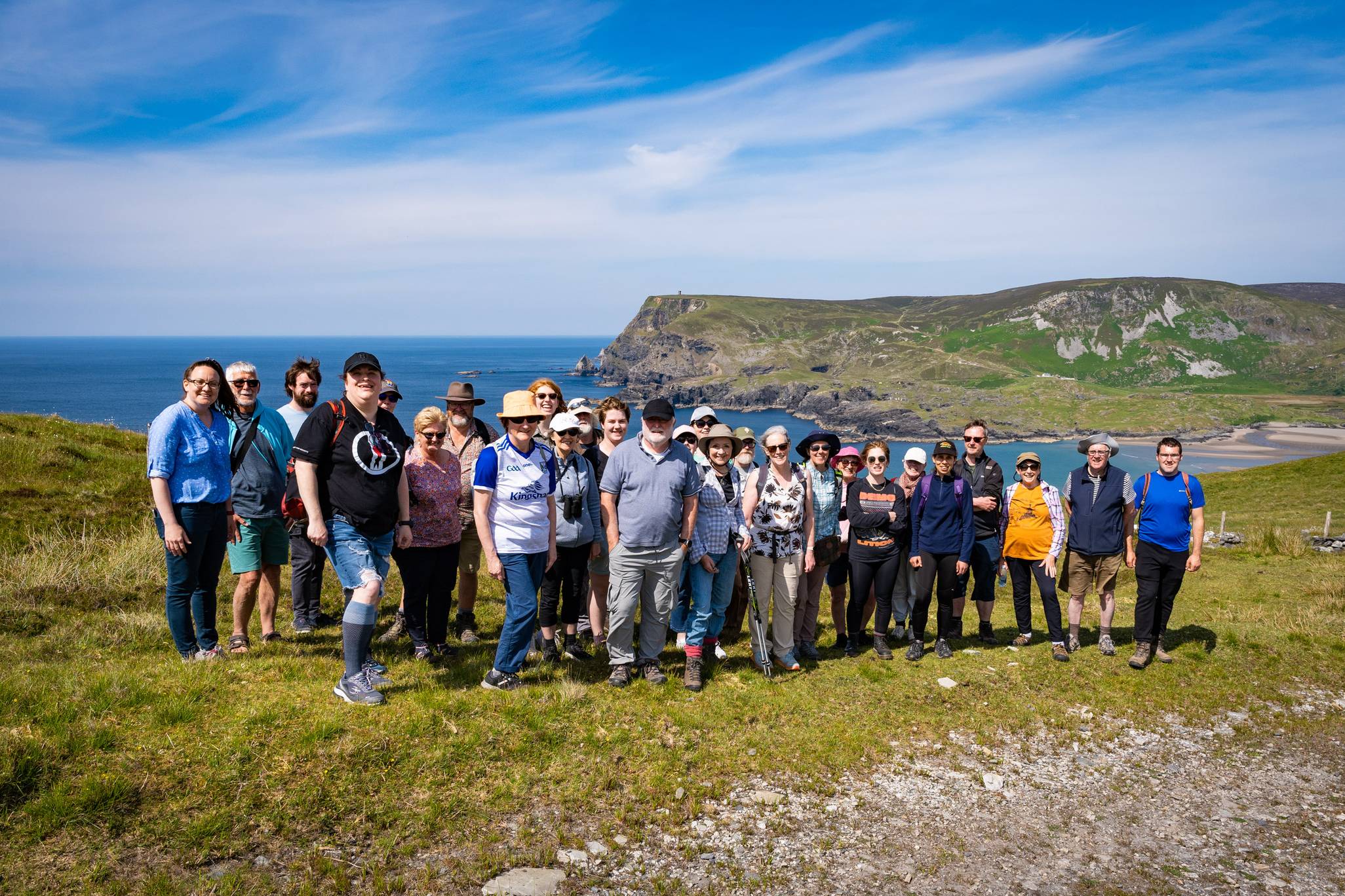 Participants on the Language & Landscape course with Glen Head in background